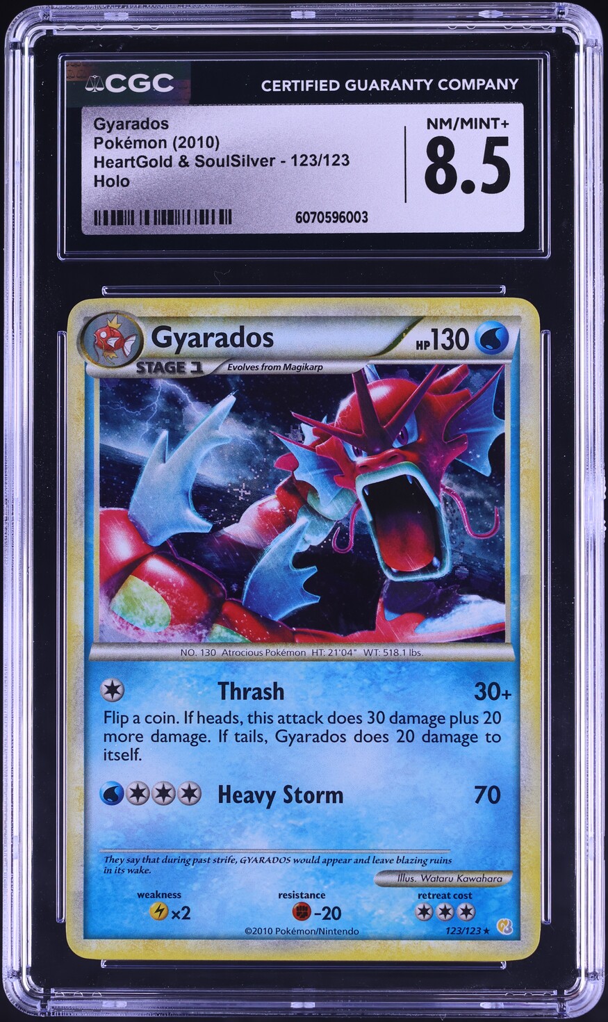 2010 Pokemon HeartGold & SoulSilver Holo Gyarados #123 CGC 8.5 NM-MT+