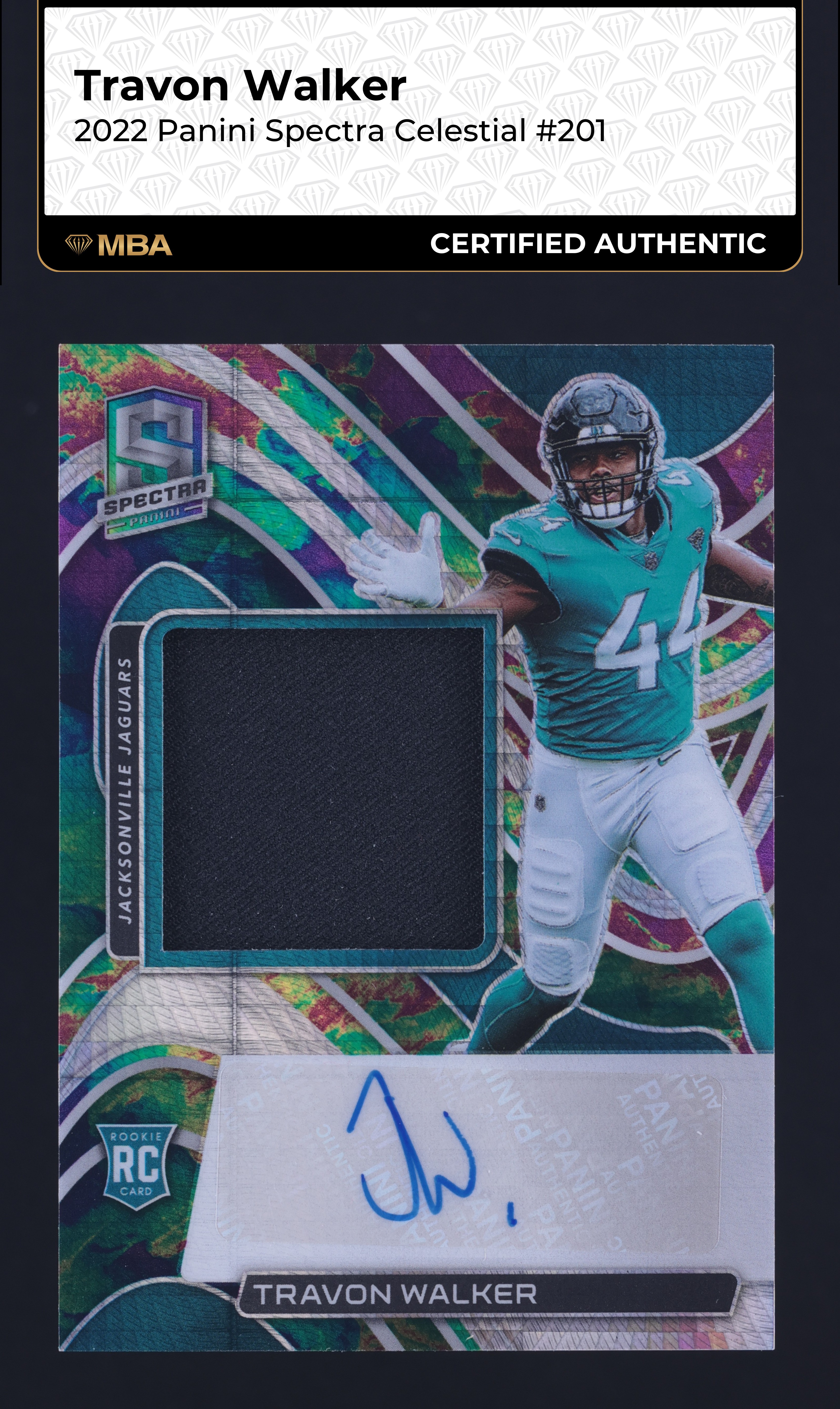2022 Panini Spectra Celestial Travon Walker ROOKIE PATCH AUTO /99 #201 MBA AUTH