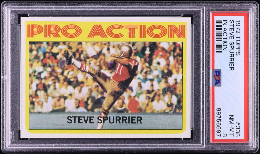 1972 Topps Football Steve Spurrier IN ACTION #338 PSA 8 NM-MT