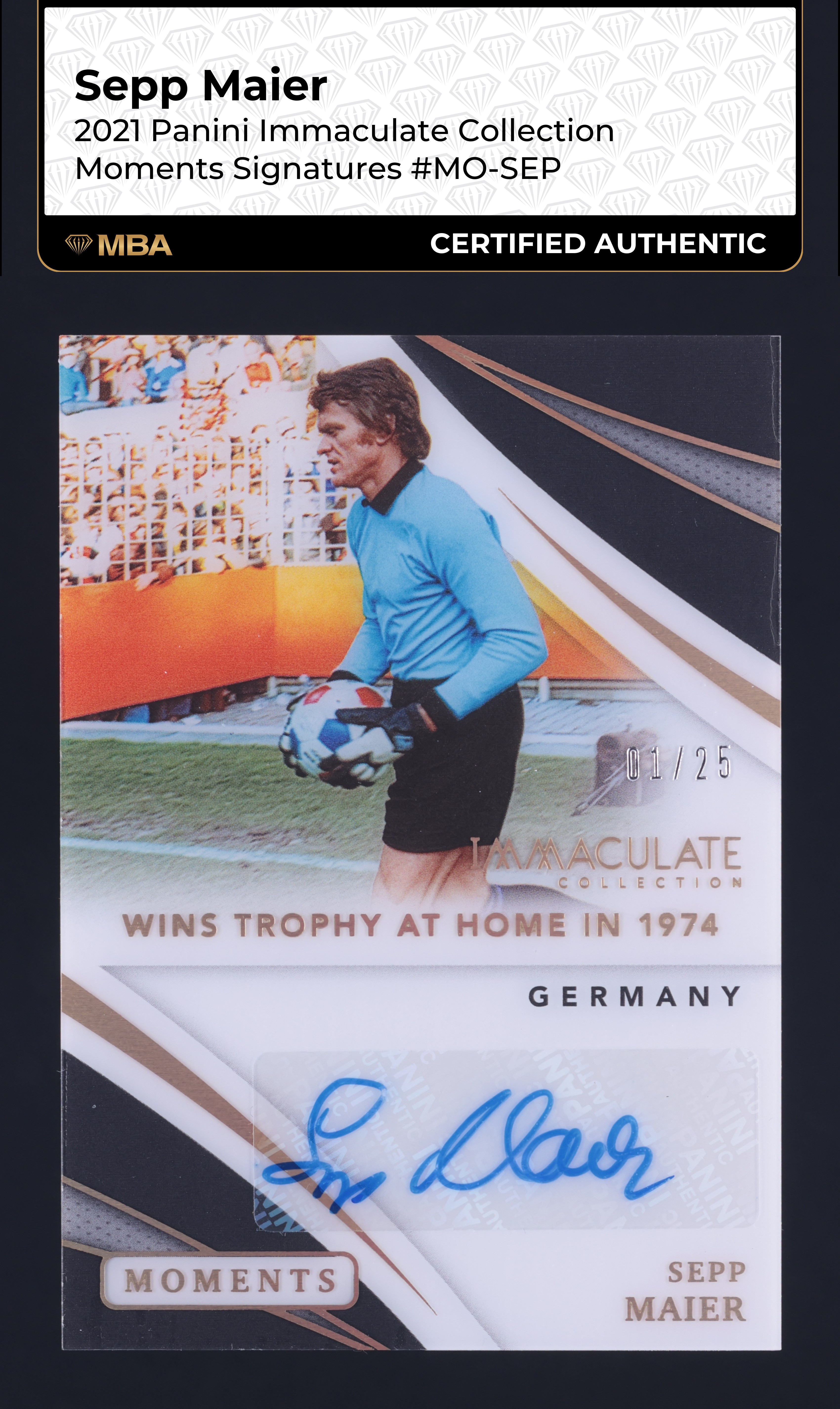 2021 Immaculate Collection Moments Sepp Maier AUTO 1/25 #MO-SEP MBA AUTH