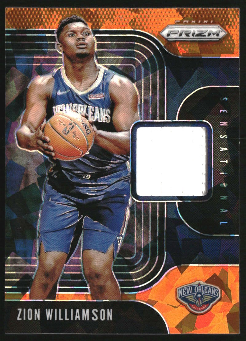 2019-20 Panini Prizm Sensational Swatches Prizms Orange Ice Zion Williamson RC