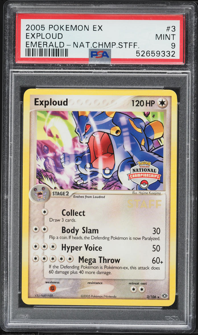 2005 Pokemon EX Emerald National Chamionships Staff Exploud #3 PSA 9 MINT