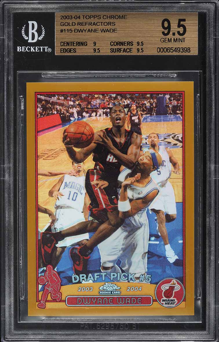 2003 Topps Chrome Gold Refractor Dwyane Wade ROOKIE /50 #115 BGS 9.5 GEM MINT