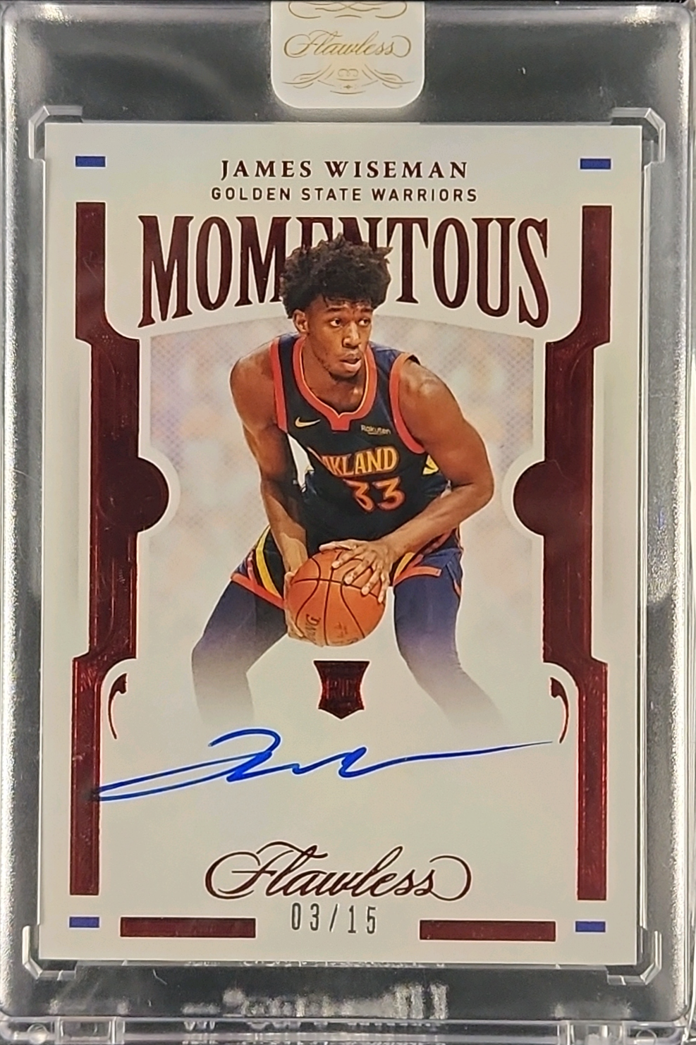 2020 Panini Flawless Momentous Ruby James Wiseman ROOKIE AUTO /15 MBA AUTH