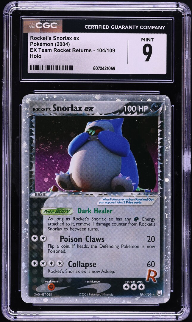 2004 Pokemon EX Team Rocket Returns Holo Rocket's Snorlax ex #104 CGC 9 MINT