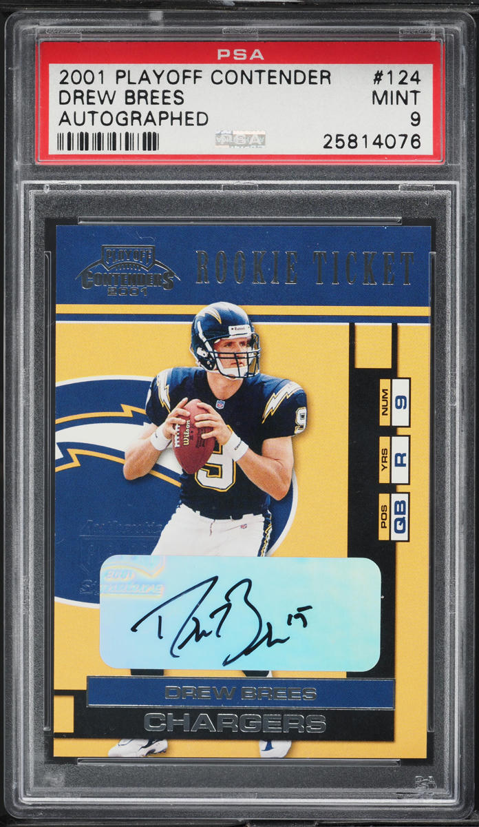 2001 Playoff Contenders Drew Brees ROOKIE AUTO #124 PSA 9 MINT