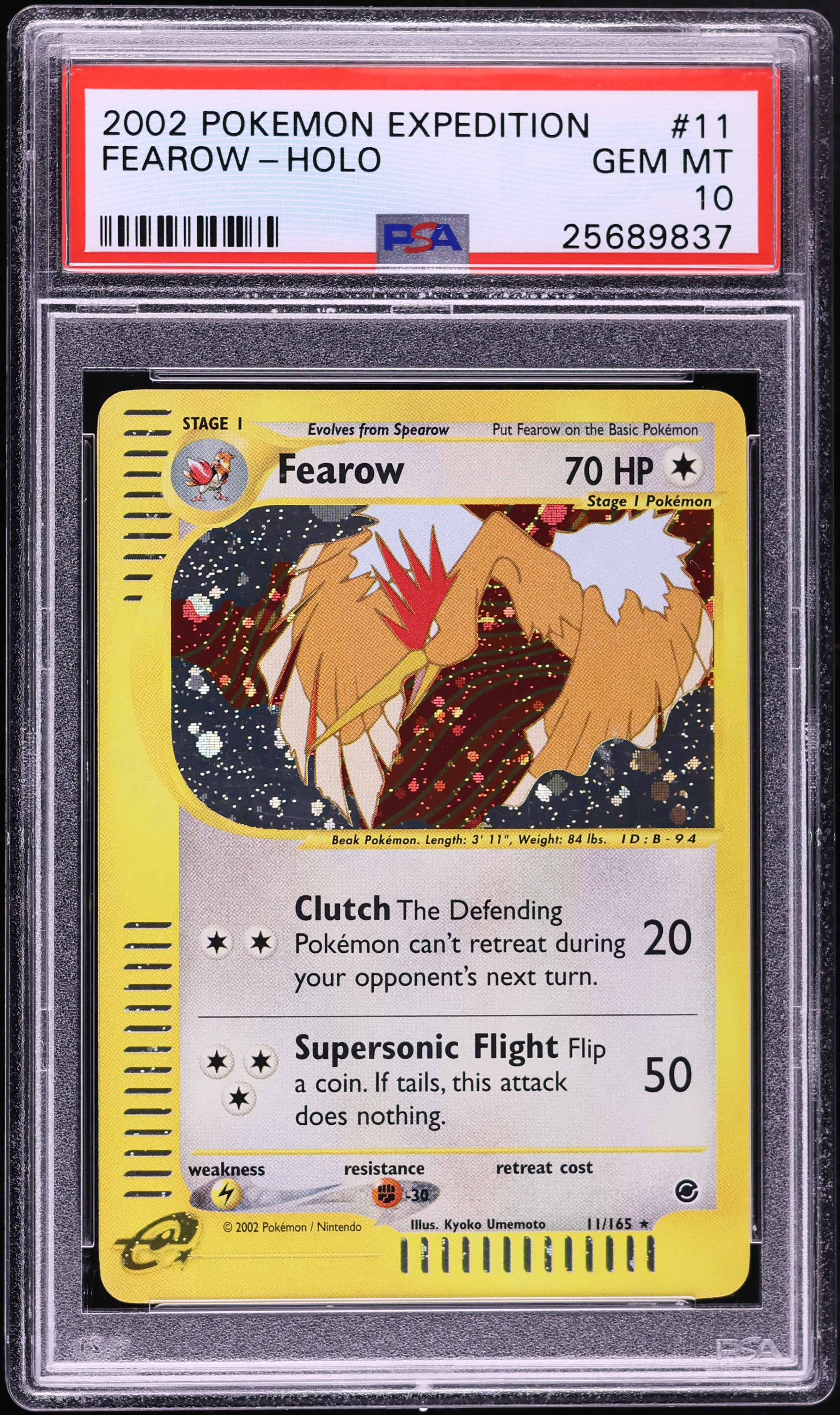 2002 Pokemon Expedition Holo Fearow #11 PSA 10 GEM MINT