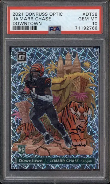 2021 Panini Donruss Optic Downtown! SSP #DT-36 Ja'Marr Chase RC PSA 10