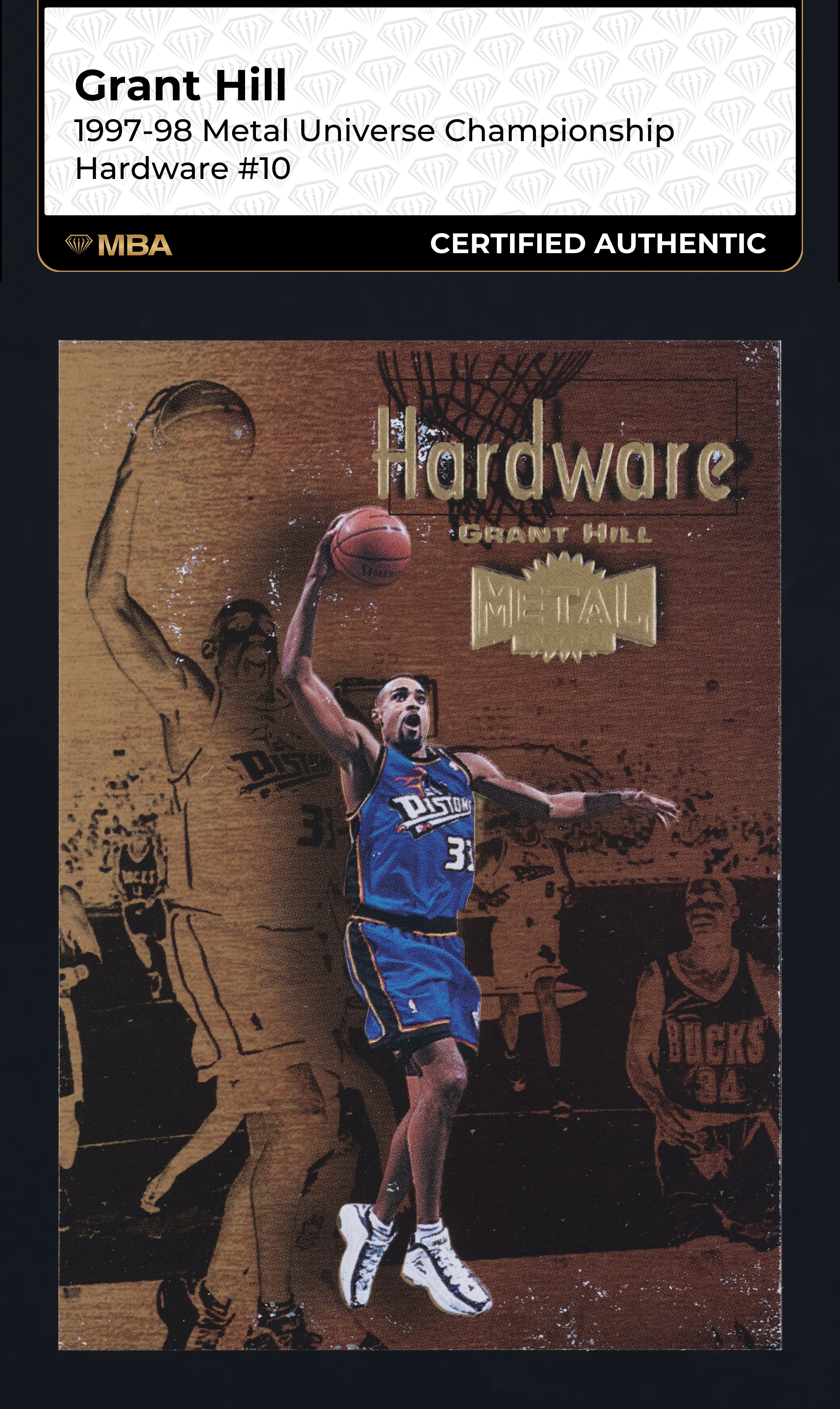 1997 Metal Universe Championship Hardware Grant Hill #10 MBA AUTH