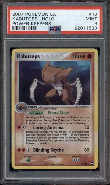 2007 Pokemon Ex Power Keepers #10 Kabutops Holo PSA 9