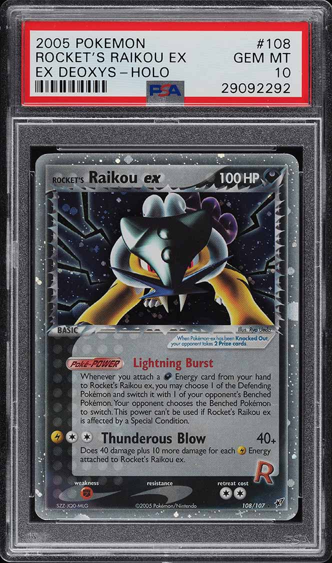 2005 Pokemon Ex Deoxys Ex Deoxys Holo Rocket's Raikou Ex #108 PSA 10 GEM MINT