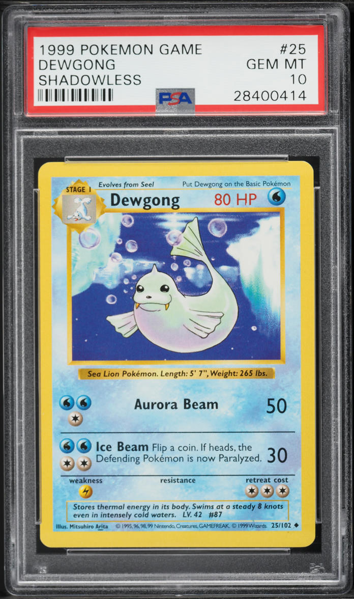 1999 Pokemon Base Set Shadowless Dewgong #25 PSA 10 GEM MINT