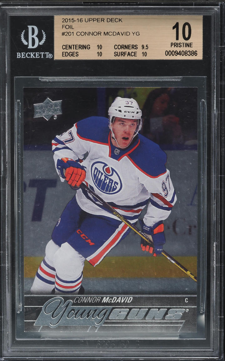 2015 Upper Deck Foil Young Guns Connor McDavid ROOKIE #201 BGS 10 PRISTINE