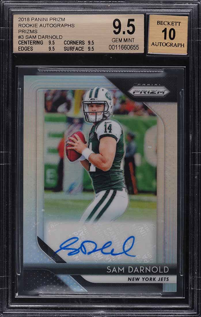 2018 Panini Prizm Silver Prizms Sam Darnold ROOKIE AUTO #RA-SD BGS 9.5 GEM MINT