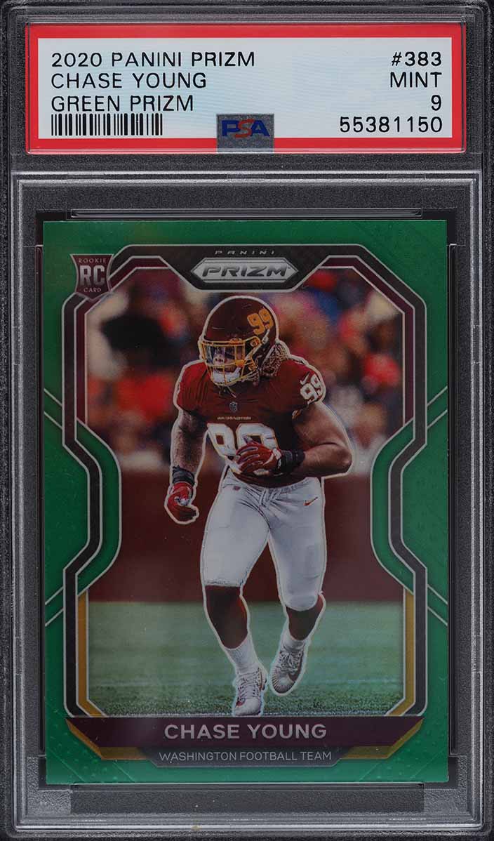 2020 Panini Prizm Green Prizms Chase Young ROOKIE #383 PSA 9 MINT