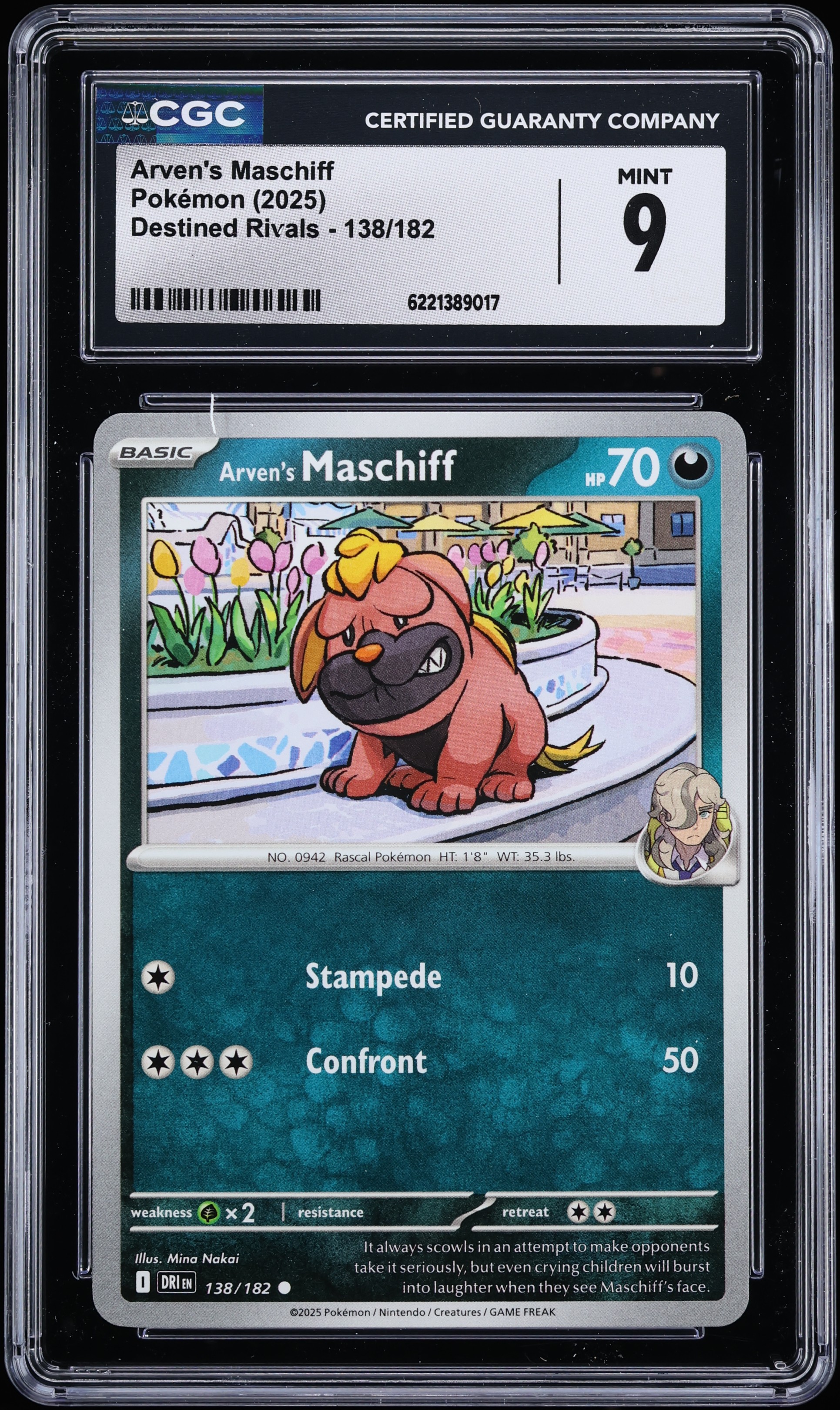 2025 Pokemon Scarlet & Violet Destined Rivals Arven's Maschiff #138 CGC 9 MINT