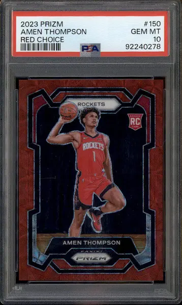 2023-24 Panini Prizm Prizms Choice Red #150 Amen Thompson RC /88 PSA 10
