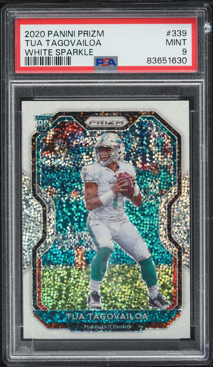 2020 Panini Prizm White Sparkle Tua Tagovailoa ROOKIE #339 PSA 9 MINT