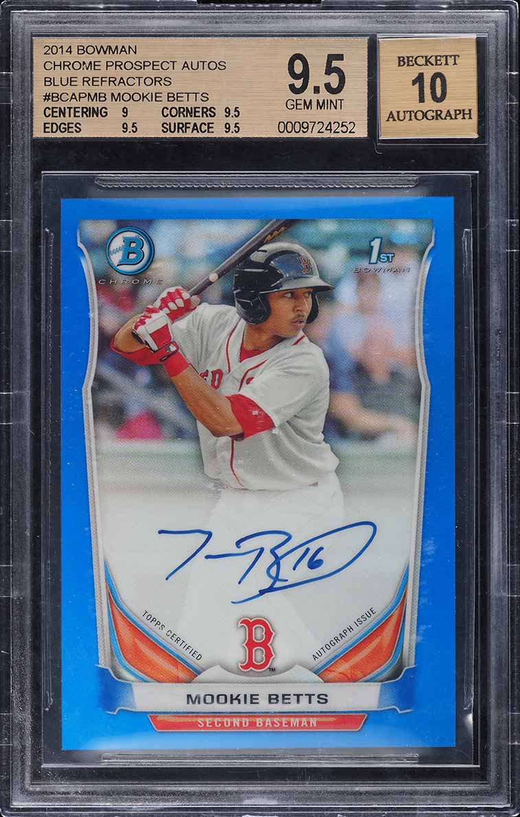 2014 Bowman Chrome Blue Refractor Mookie Betts ROOKIE AUTO /150 BCAP
