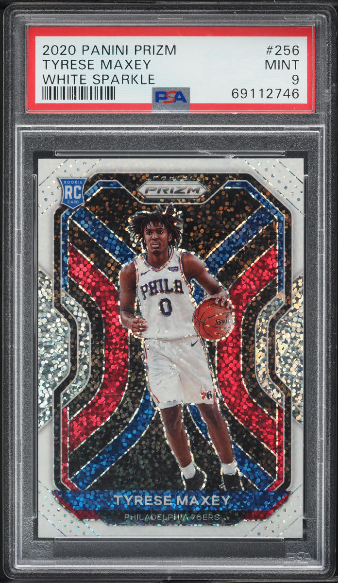 2020 Panini Prizm White Sparkle Tyrese Maxey ROOKIE #256 PSA 9 MINT