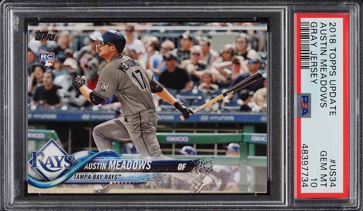 2018 Topps Update Gray Jersey Austin Meadows ROOKIE #US34 PSA 10 GEM MINT