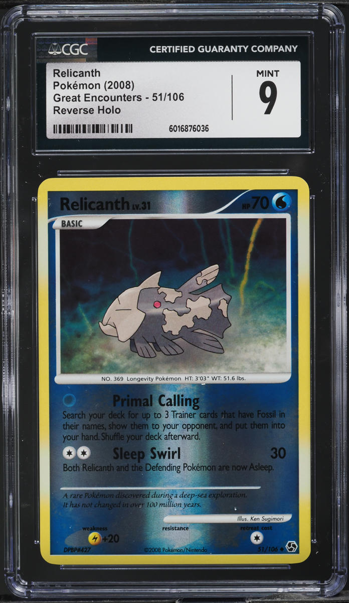 2008 Pokemon Diamond & Pearl Great Encounters Reverse Holo Relicanth #51 CGC 9