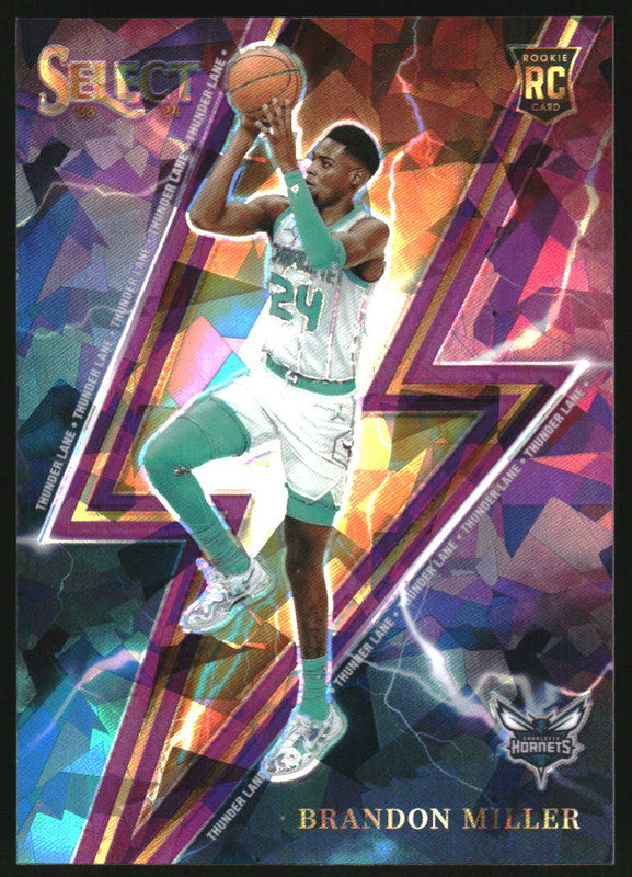 2023-24 Select Thunder Lane Purple Cracked Ice Prizms #12 Brandon Miller RC /75