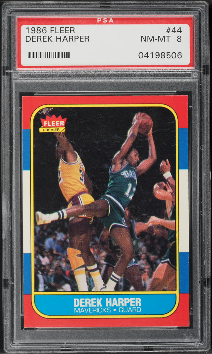 1986 Fleer Basketball Derek Harper #44 PSA 8 NM-MT