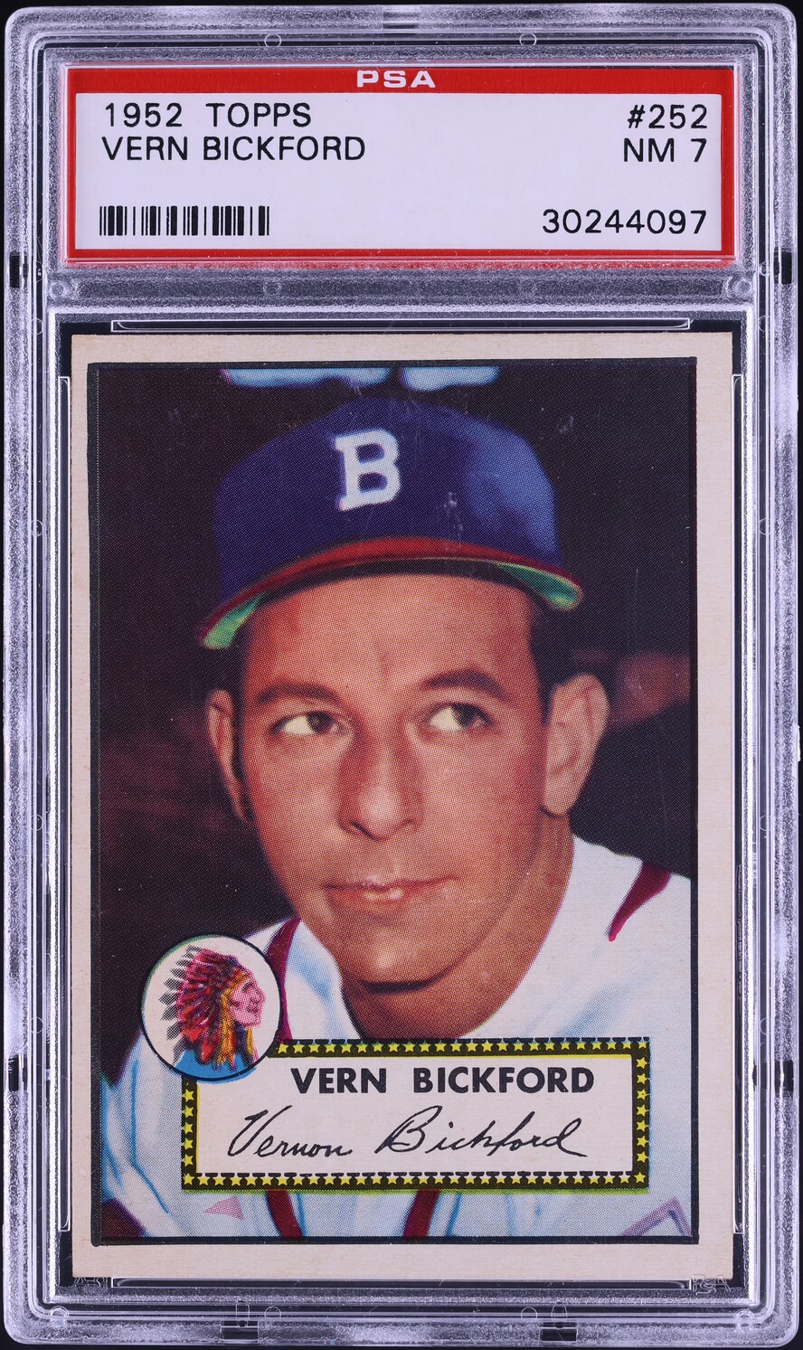 1952 Topps Vern Bickford #252 PSA 7 NRMT