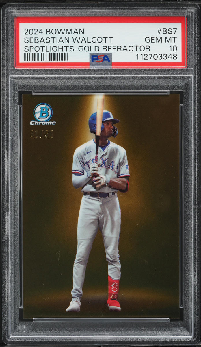 2024 Bowman Spotlights Gold Refractor Sebastian Walcott /50 #BS7 PSA 10 GEM MINT