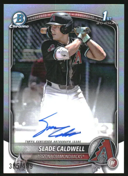 2025 Bowman Chrome Autographs Refractor #CPA-SC Slade Caldwell RC Auto /499
