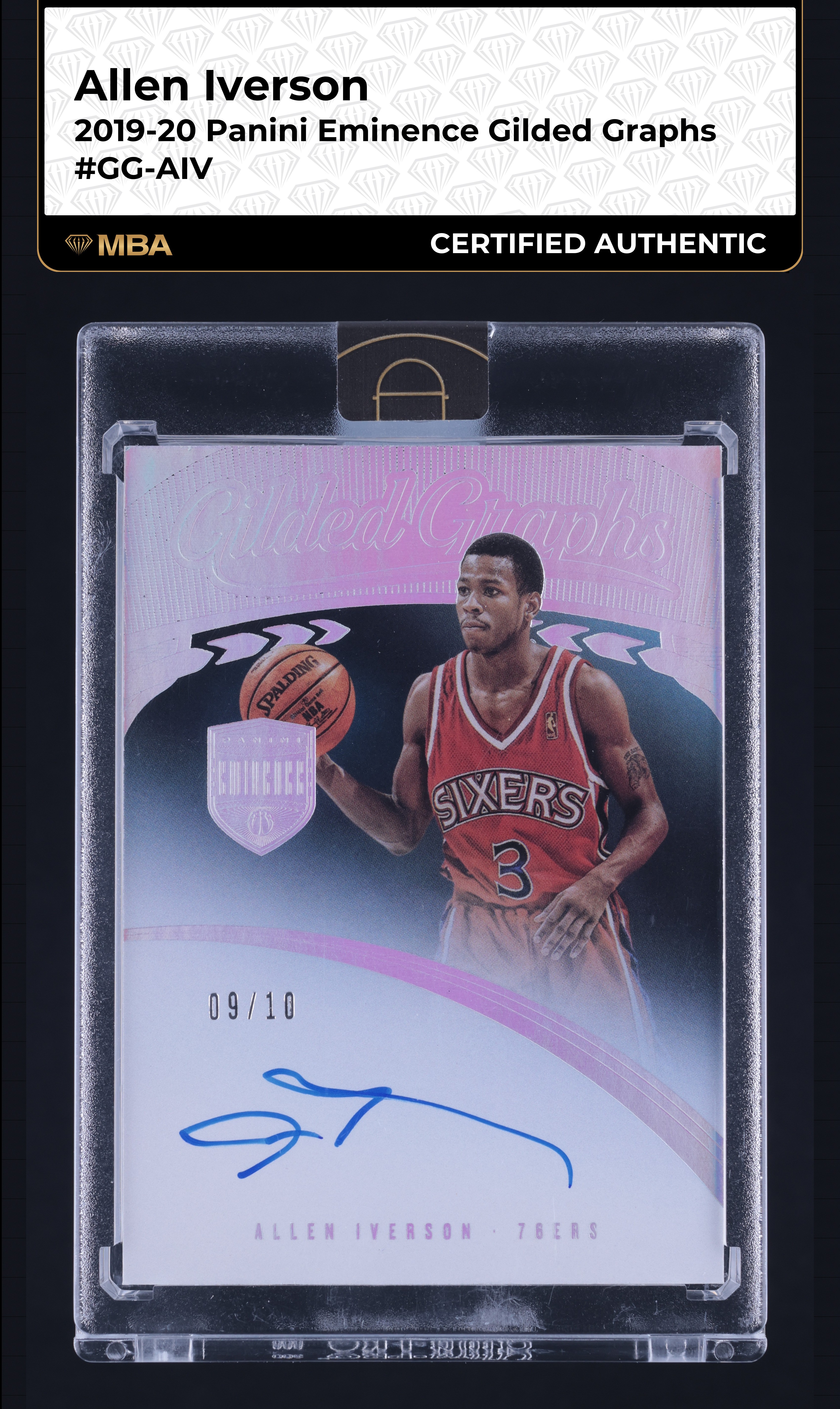 2019 Panini Eminence Gilded Graphs Allen Iverson AUTO /10 #GG-AIV MBA AUTH