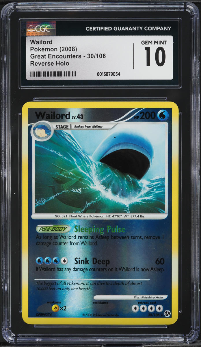 2008 Pokemon DP Great Encounters Reverse Holo Wailord #30 CGC 10 GEM MINT