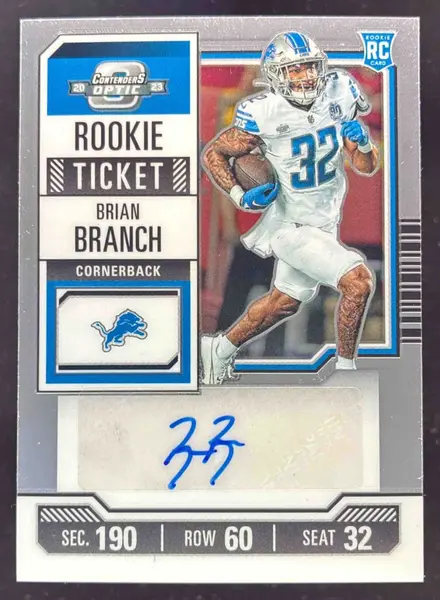 2023 Contenders Optic #148 Brian Branch Autograph RC Rookie Ticket Auto Auto