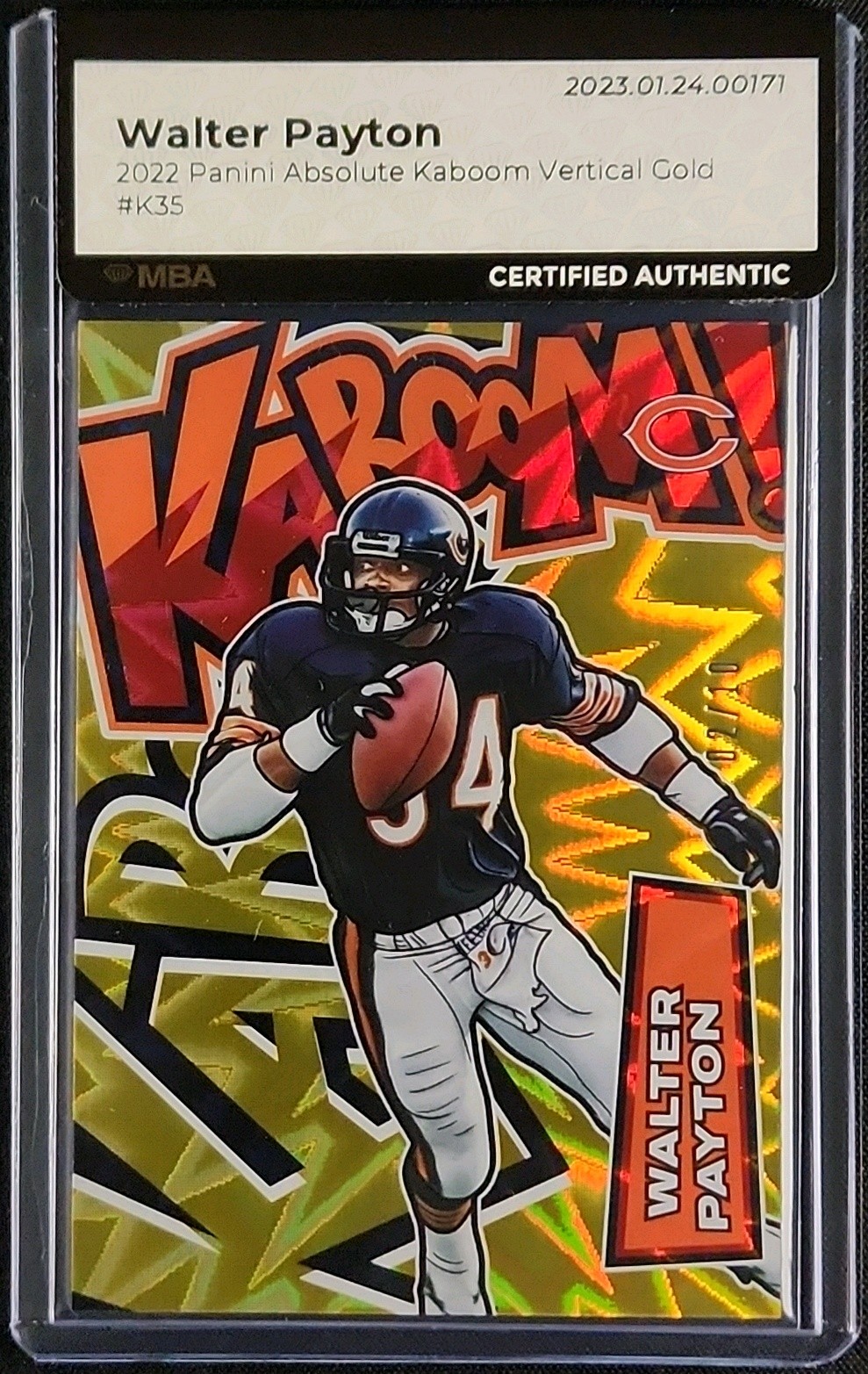 2022 Absolute Kaboom! Vertical Gold Walter Payton /10 #K35 MBA AUTH