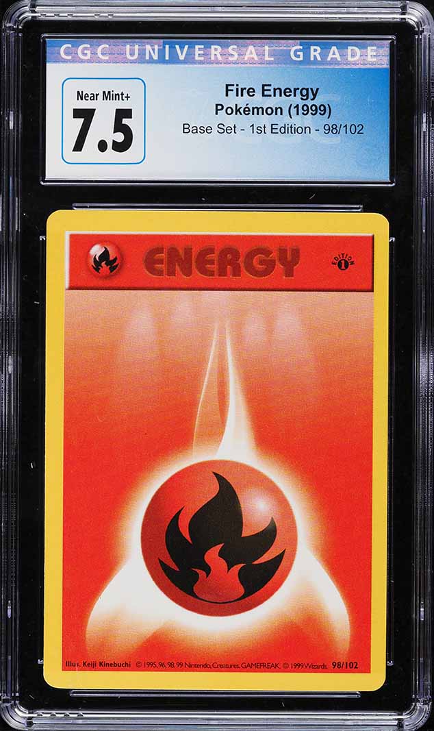 1999 Pokemon Base Set Shadowless 1st Edition Fire Energy #98 CGC 7.5 NRMT+
