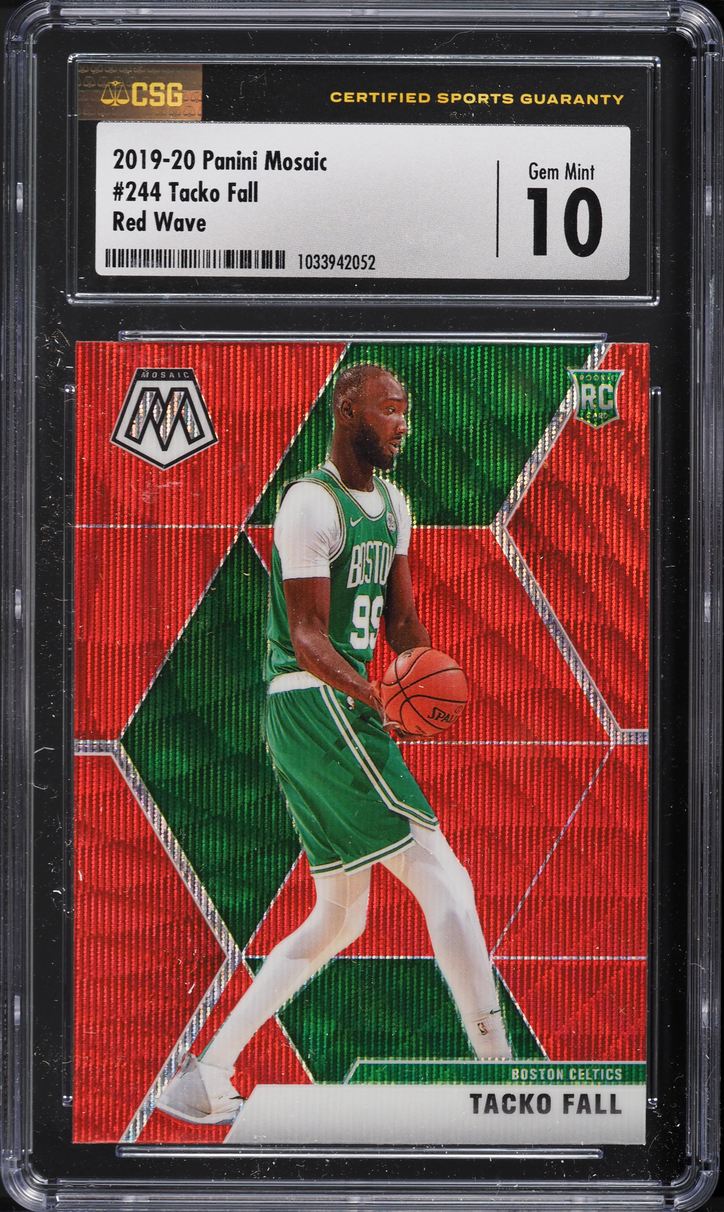 2019 Panini Mosaic Red Wave Tacko Fall ROOKIE #244 CSG 10 GEM MINT