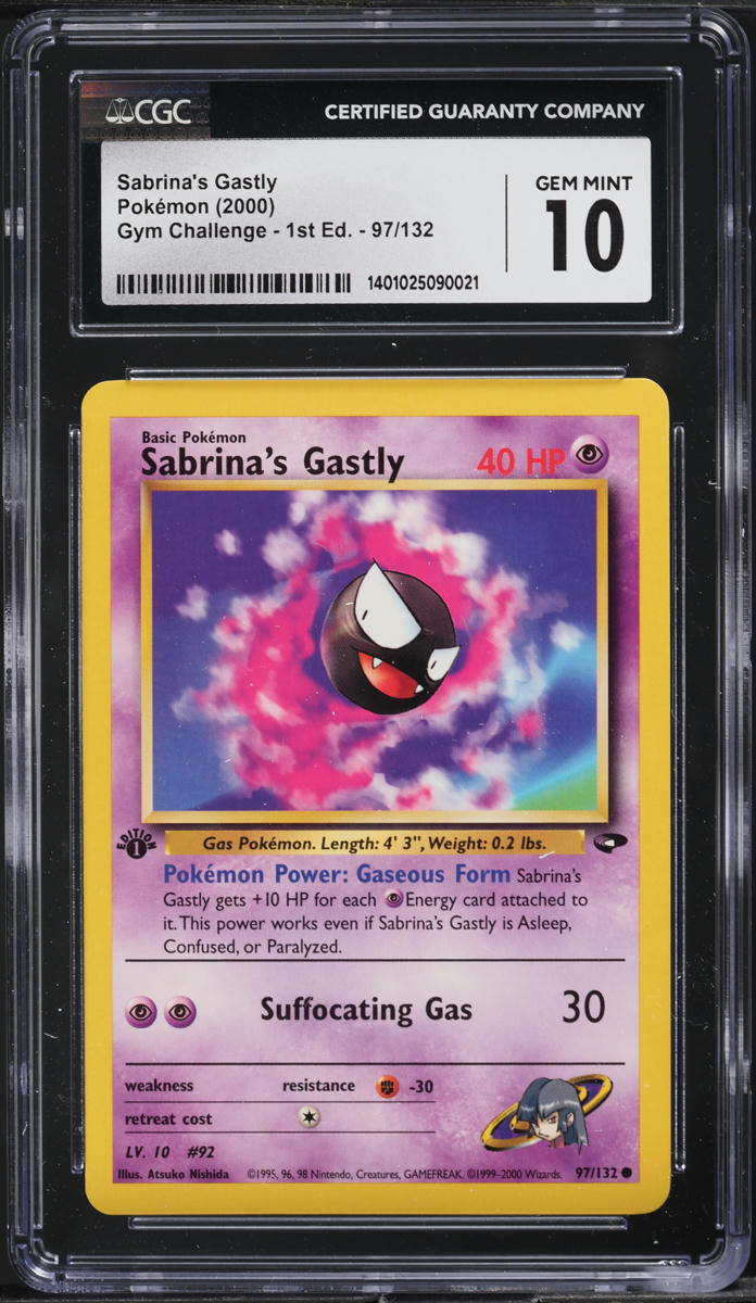 2000 Pokemon Gym Challenge 1st Edition Sabrina's Gastly #97 CGC 10 GEM MINT