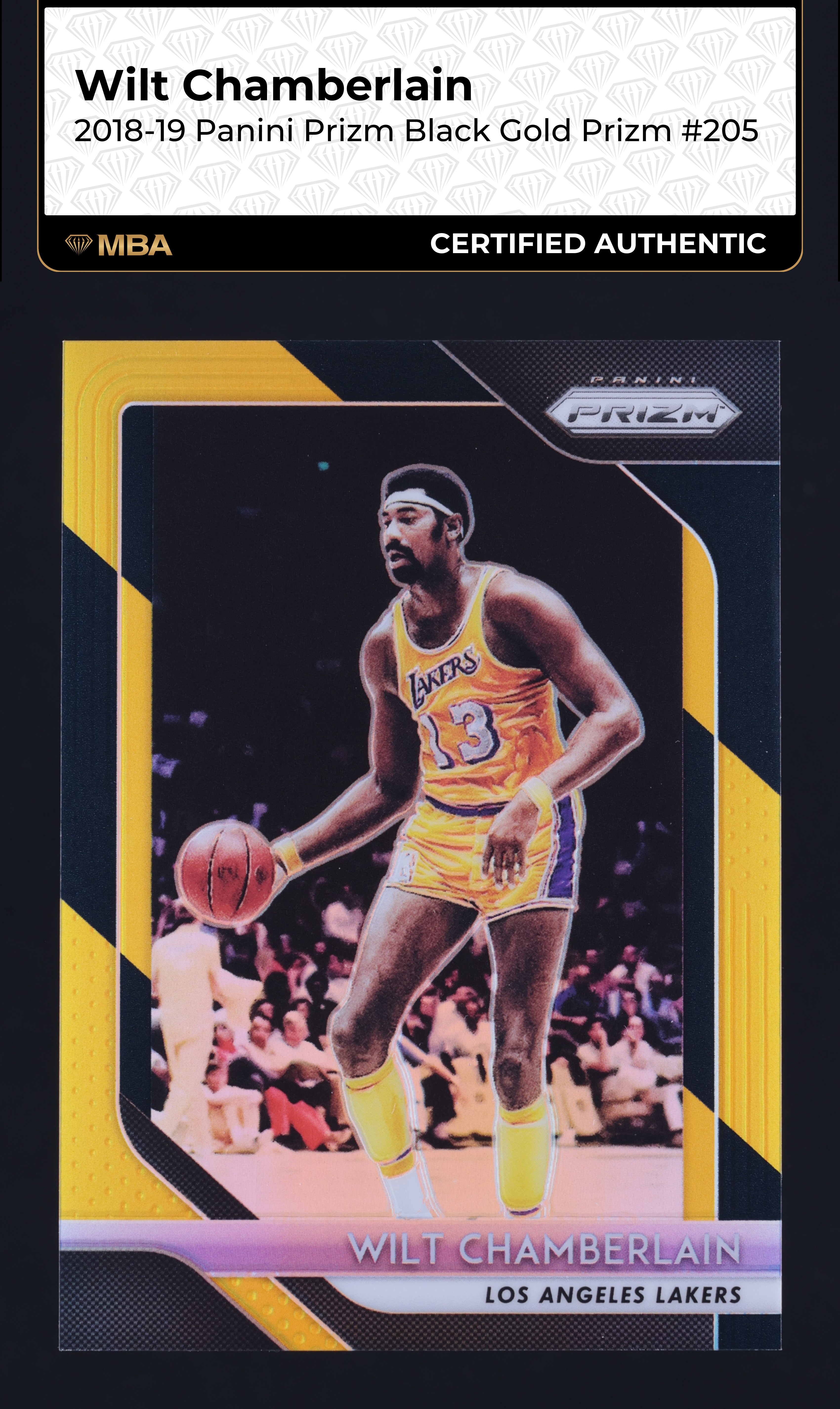 2018 Panini Prizm Black Gold Wilt Chamberlain /5 #205 MBA AUTH