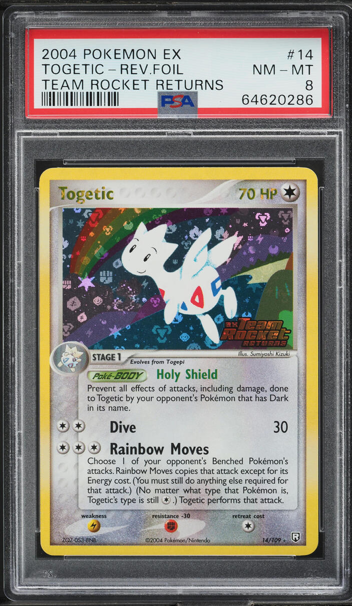 2004 Pokemon EX Team Rocket Returns Reverse Holo Togetic #14 PSA 8 NM-MT