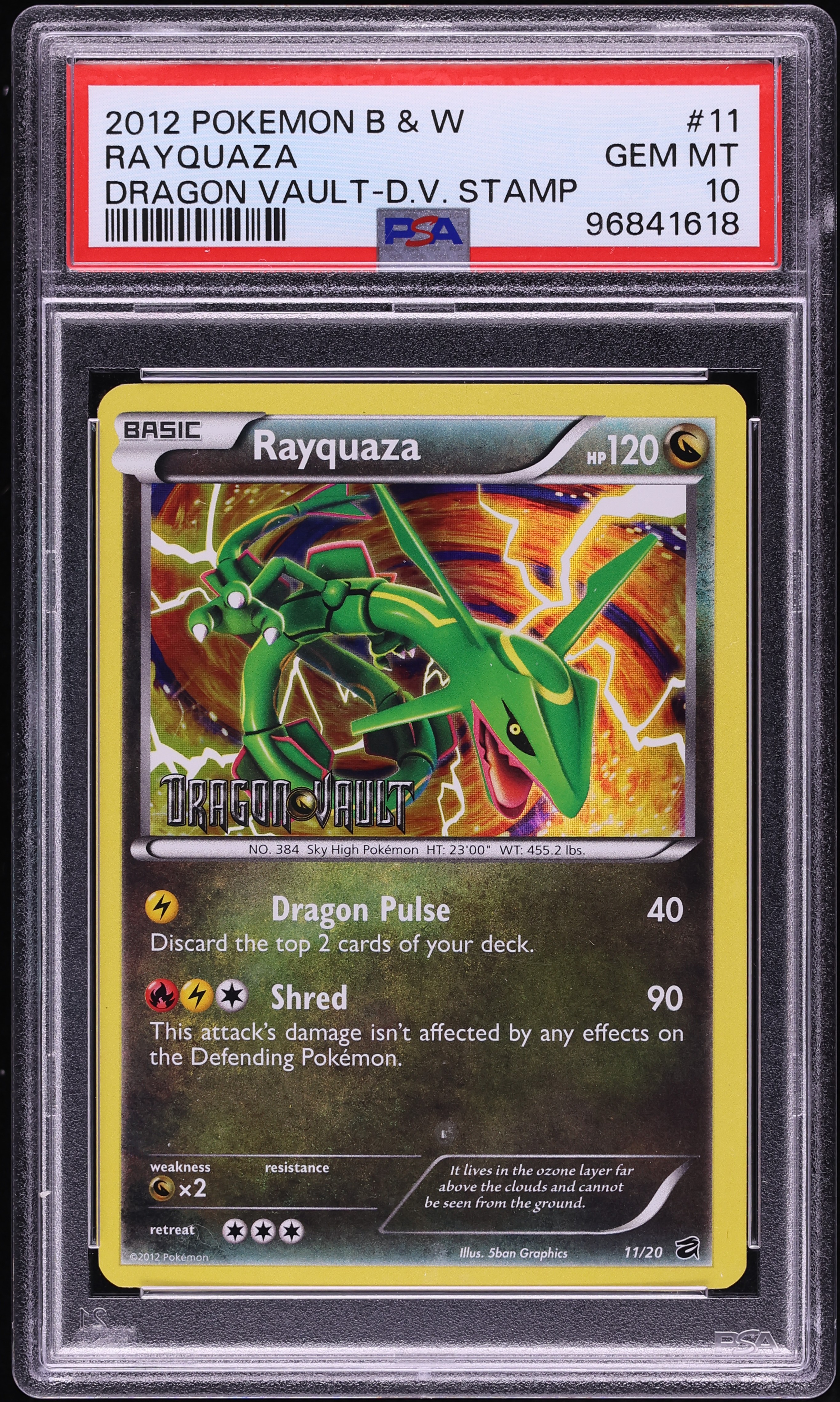 2012 Pokemon Black & White Dragon Vault Rayquaza #11 PSA 10 GEM MINT
