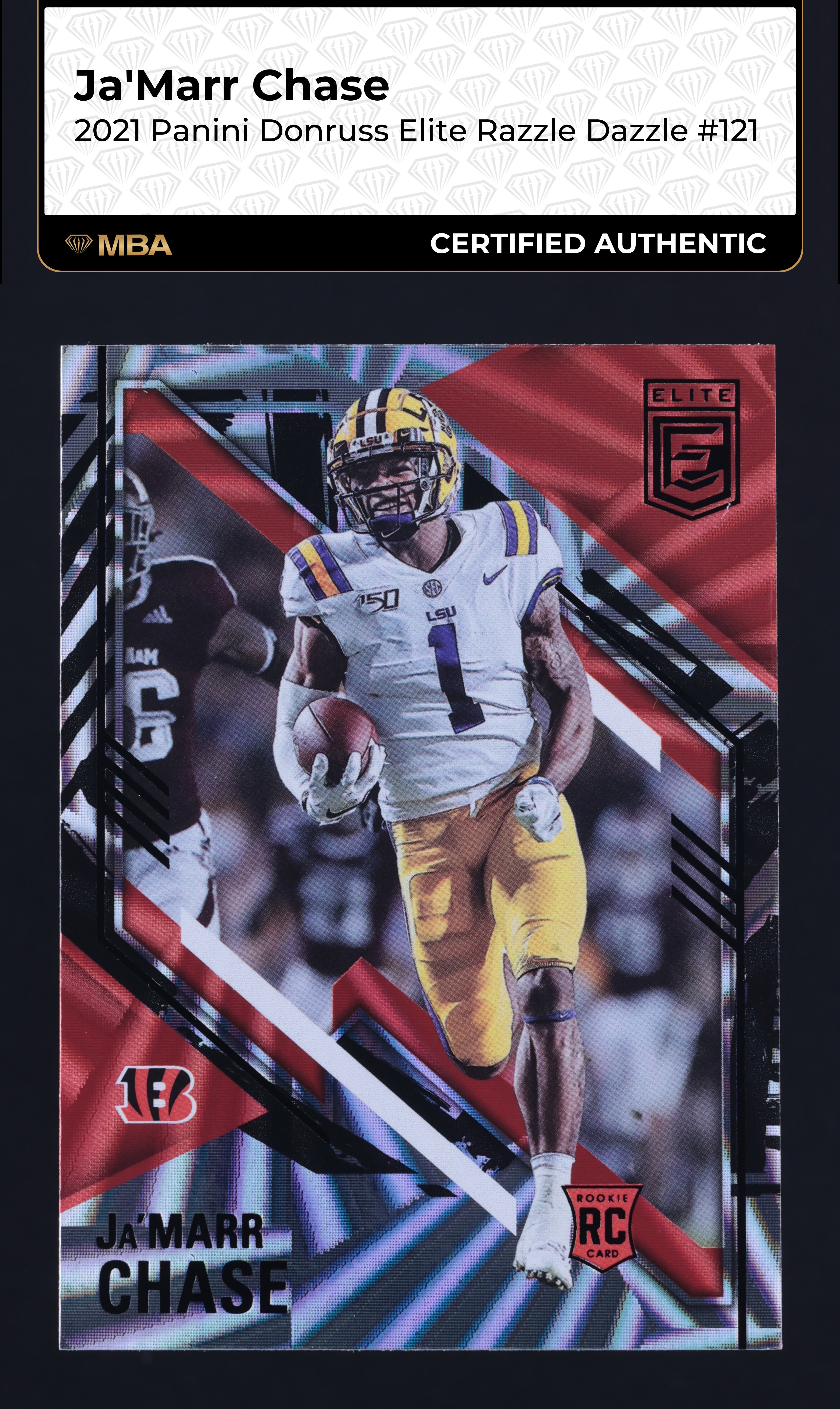 2021 Donruss Elite Razzle Dazzle Ja'Marr Chase ROOKIE #121 MBA AUTH