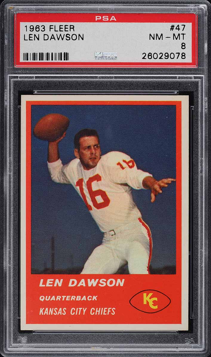 1963 Fleer Football Len Dawson ROOKIE #47 PSA 8 NM-MT