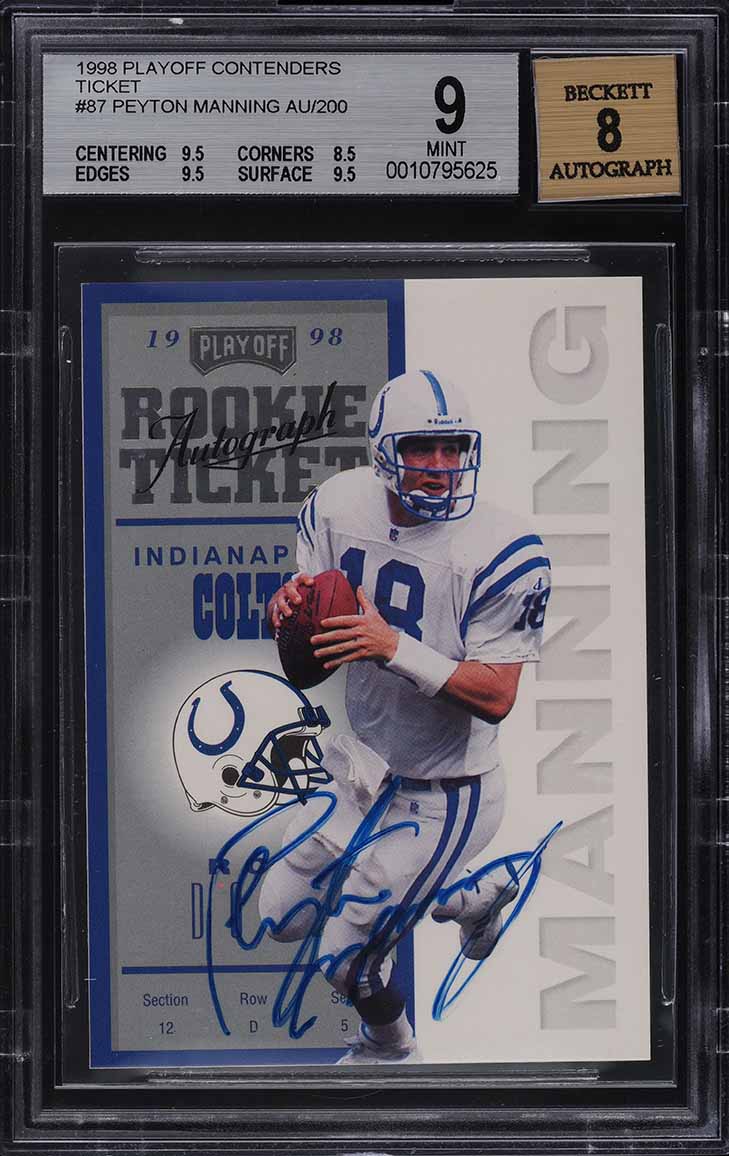 1998 Playoff Contenders Ticket Peyton Manning ROOKIE AUTO #87 BGS 9 MINT