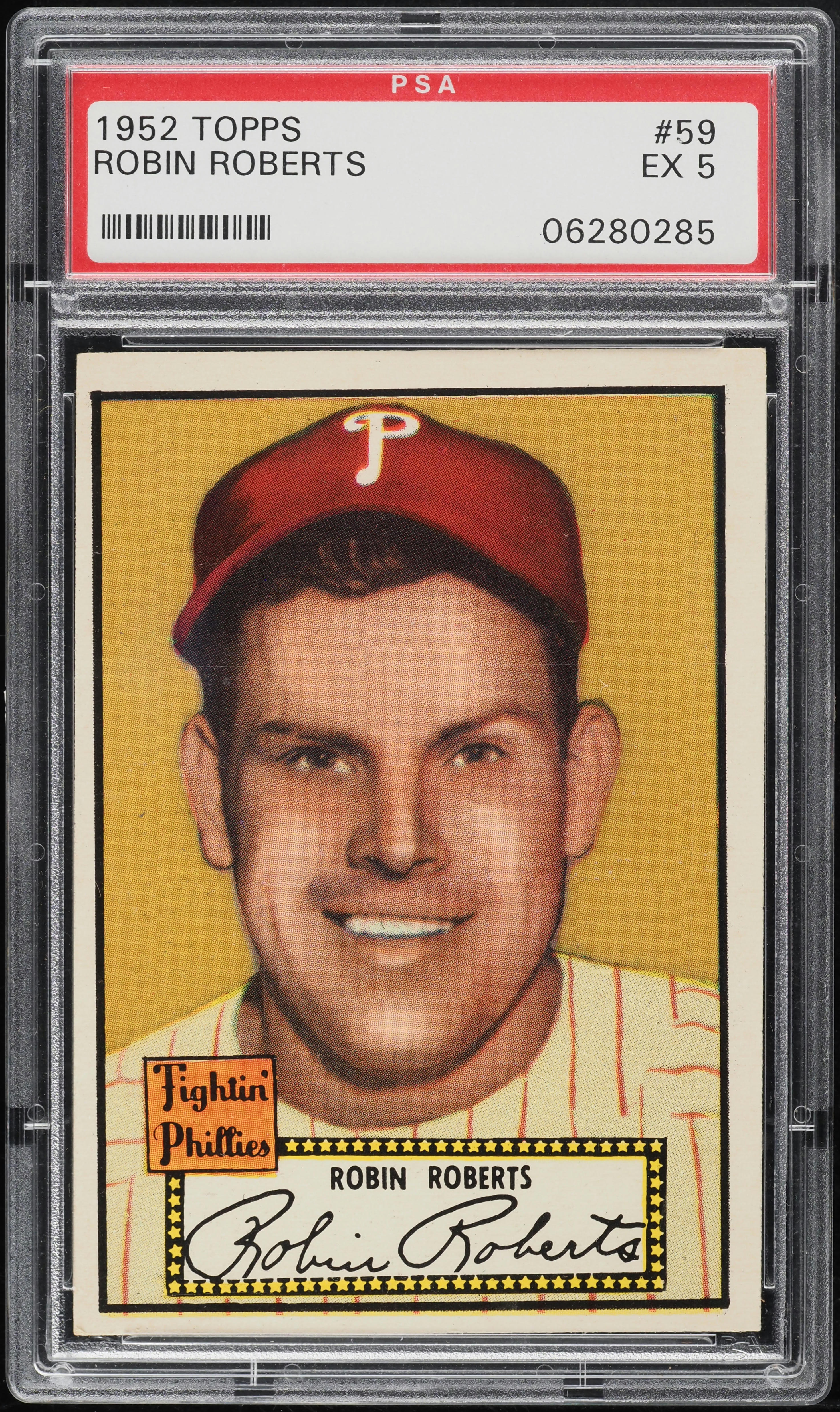 1952 Topps Robin Roberts BLACK BACK #59 PSA 5 EX