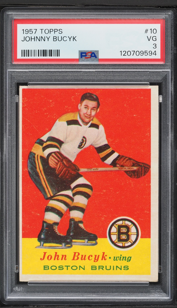 1957 Topps Hockey Johnny Bucyk ROOKIE #10 PSA 3 VG