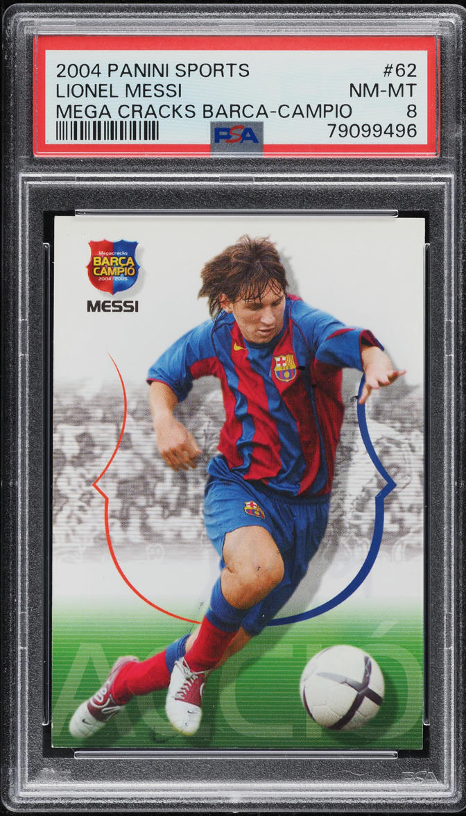 2004 Panini Sports Mega Cracks Barca Campio Lionel Messi ROOKIE #62 PSA 8 NM-MT