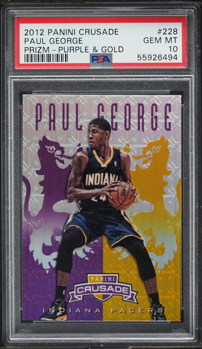 2012 Panini Crusade Purple & Gold Prizm Paul George /49 #228 PSA 10 GEM MINT
