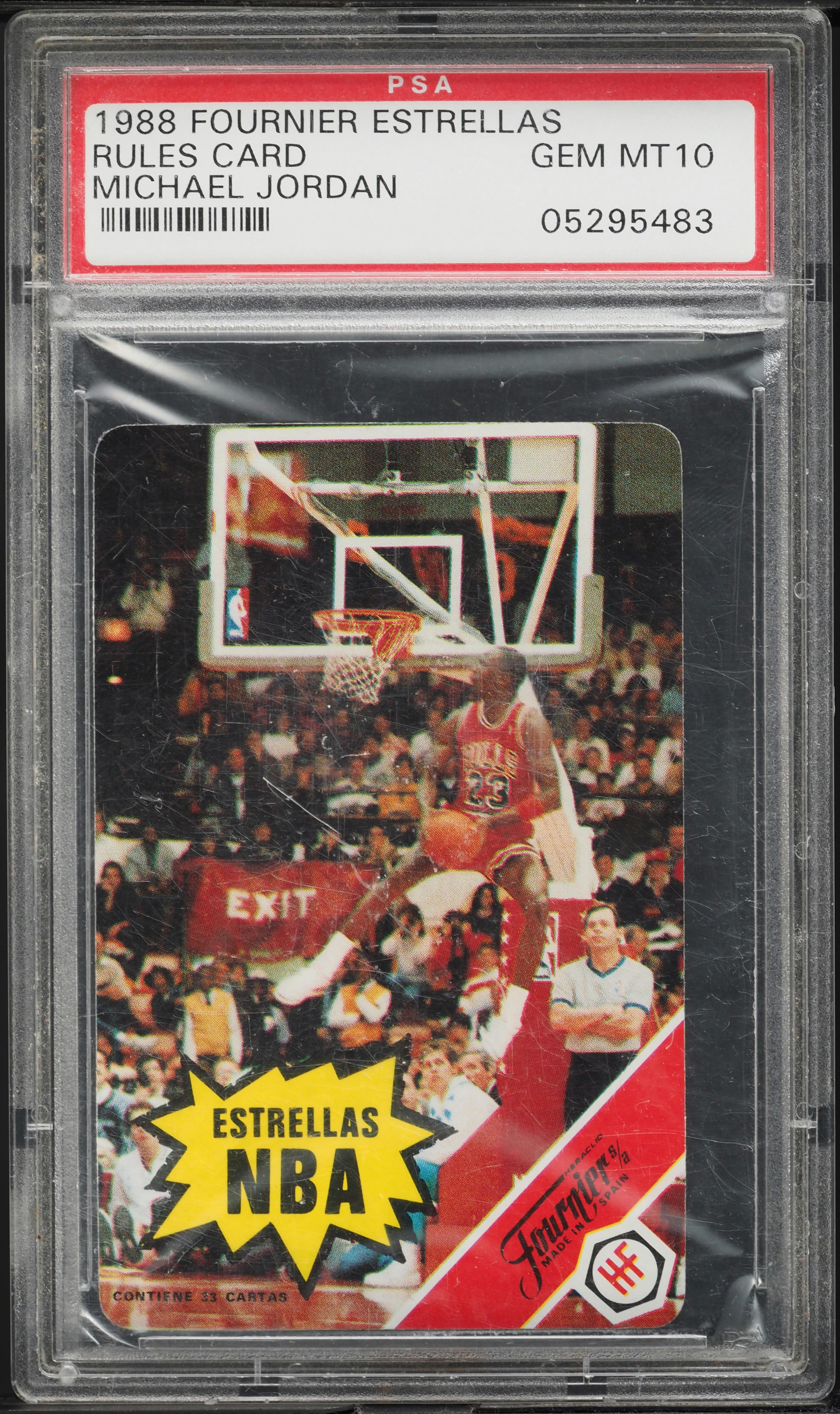 1988 Fournier Estrellas Rules Card Michael Jordan PSA 10 GEM MINT