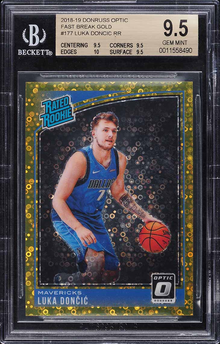 2018 Donruss Optic Fast Break Gold Luka Doncic ROOKIE /10 #177 BGS 9.5 GEM MINT